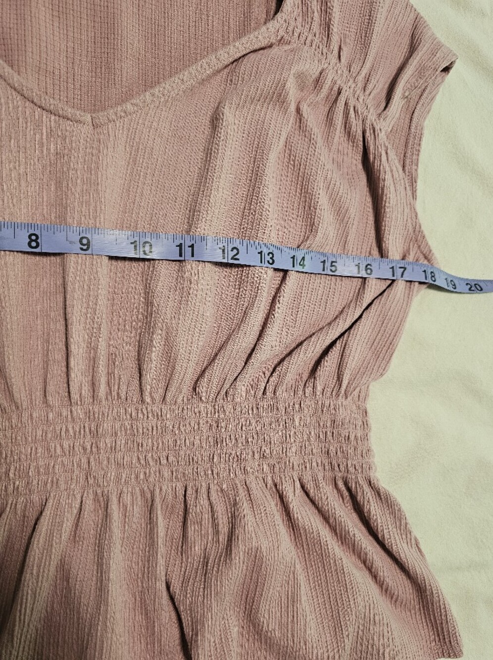 Old Navy Dusty Rose Smocked Waist V-Neck Peplum Top Size Large - Picture 6 of 8